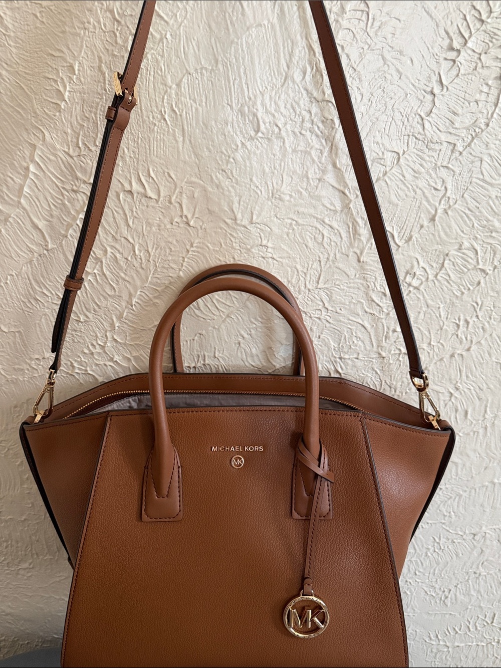 Michael Kors Brown Pebbled Leather Satchel with Gold Hardware (brand new)